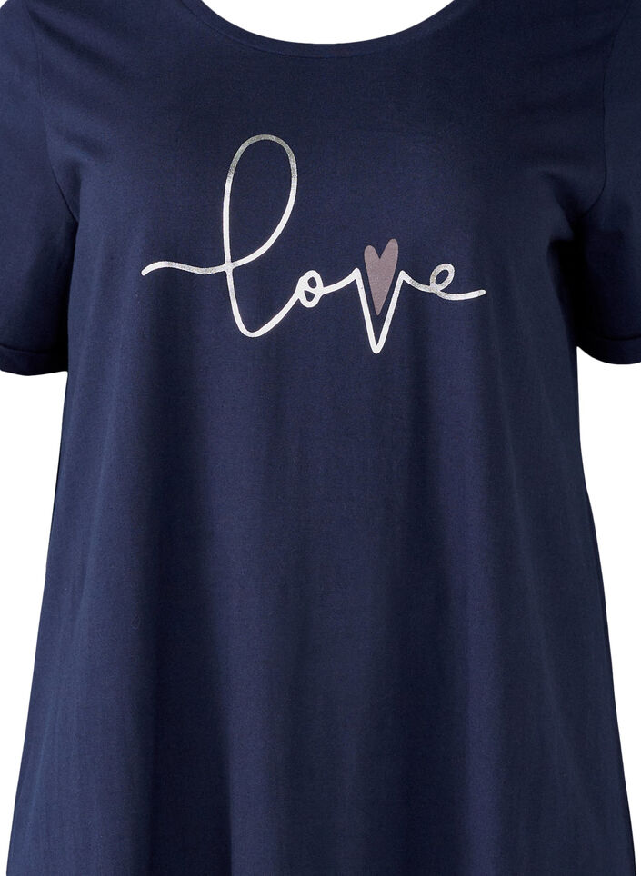 Chemise de nuit &agrave; manches courtes en coton biologique, Bleu, Packshot image number 2