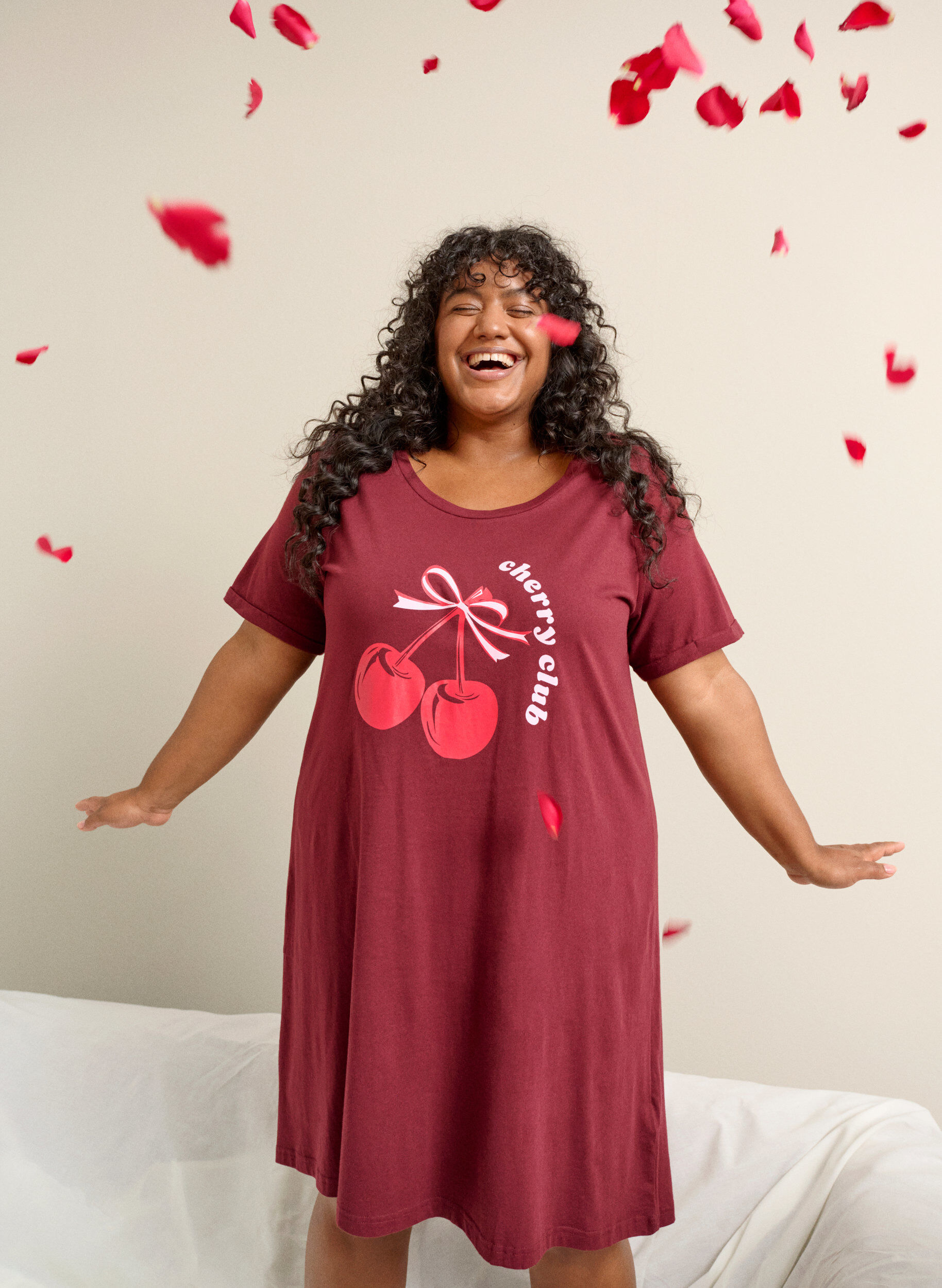 Chemise de nuit &agrave; manches courtes en coton biologique