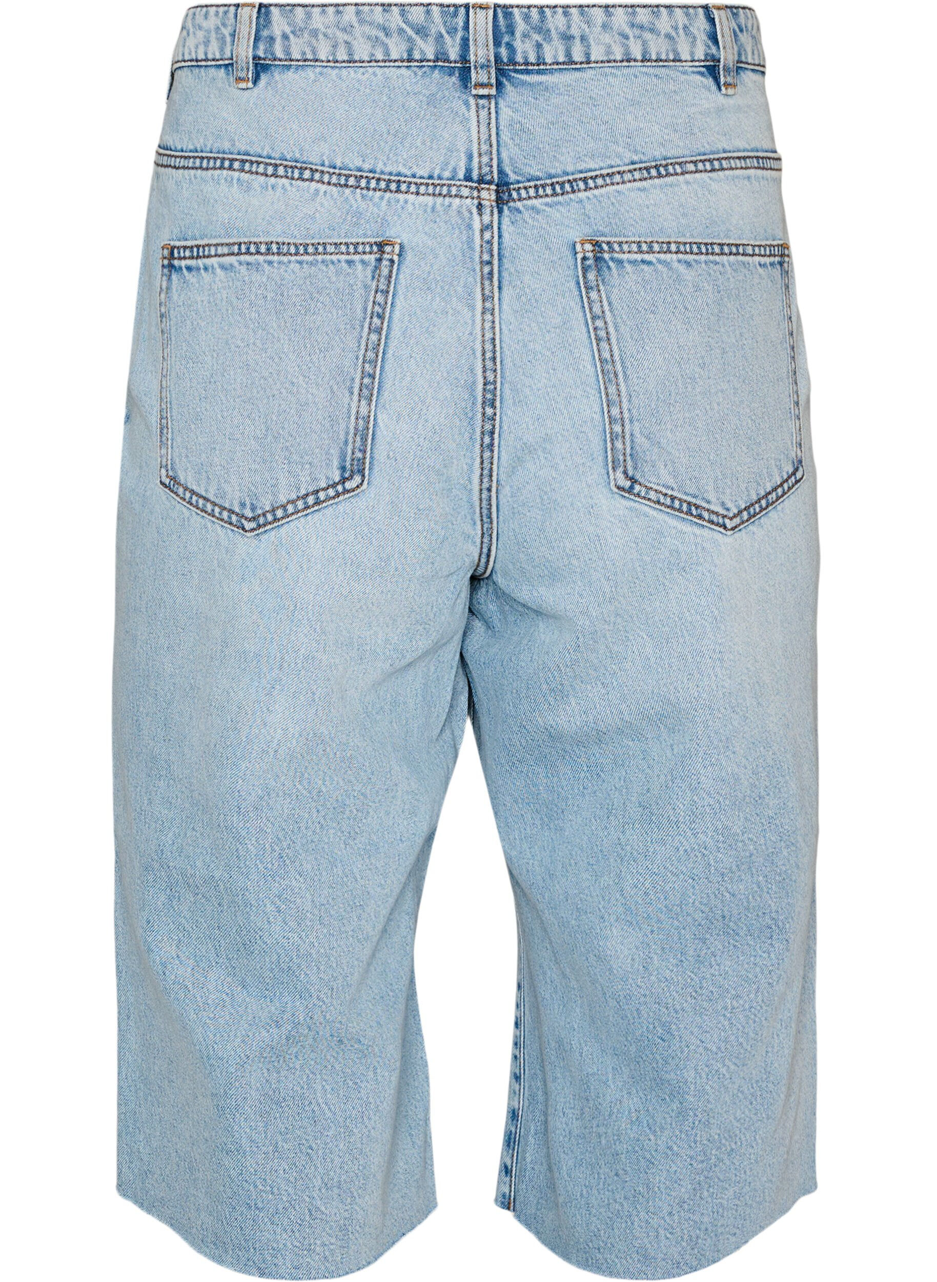 ZizziJean cropped &agrave; effet us&eacute; et bords bruts, Bleu Clair, Packshot image number 1