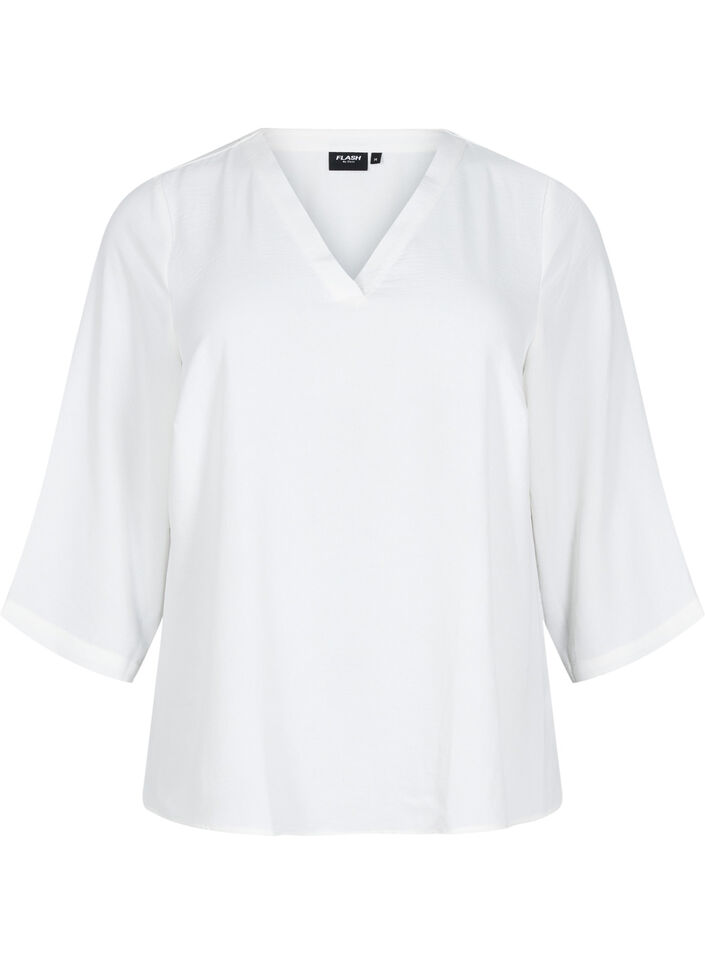 Bluse mit 3/4-&Auml;rmeln, Vanille, Packshot image number 0