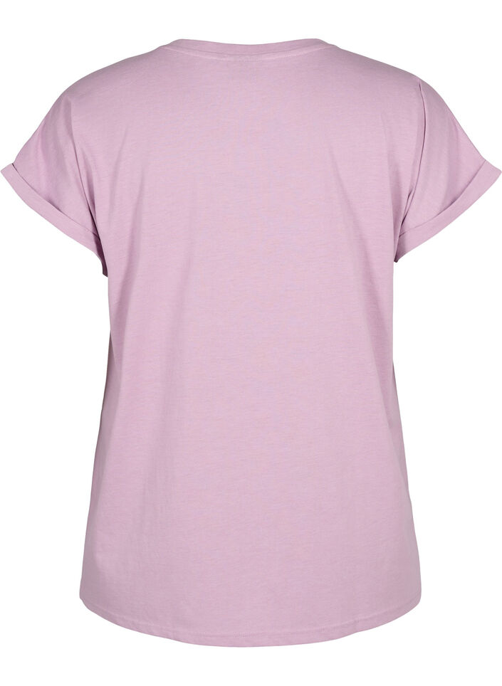 T-shirt à manches courtes en coton mélangé, Mauve, Packshot image number 1
