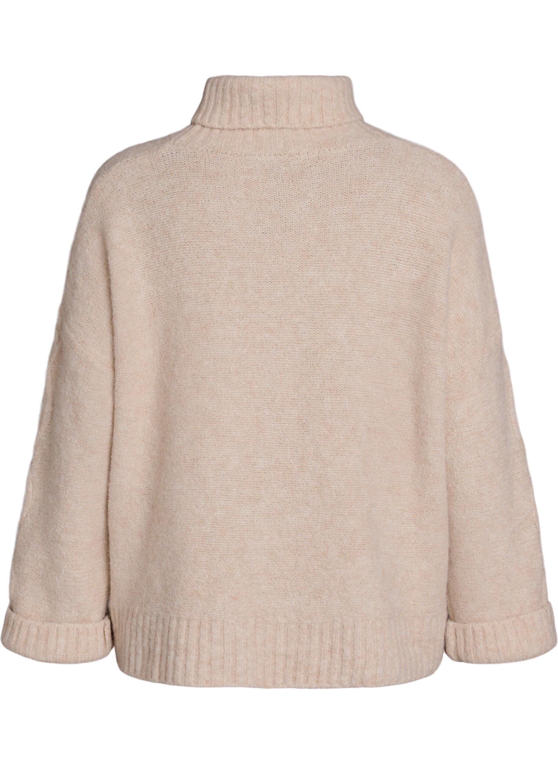 ZizziPullover mit Rollkragen und Zopfmuster, Vanille, Packshot image number 1