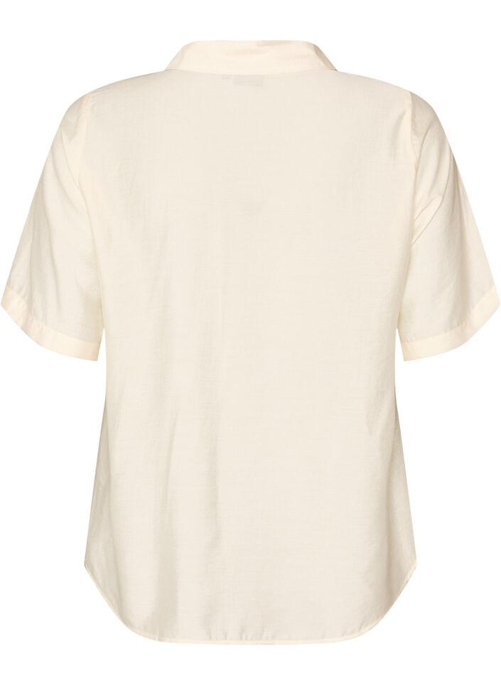 Chemisier &agrave; manches au coude et d&eacute;tails floraux, Beige, Packshot image number 1