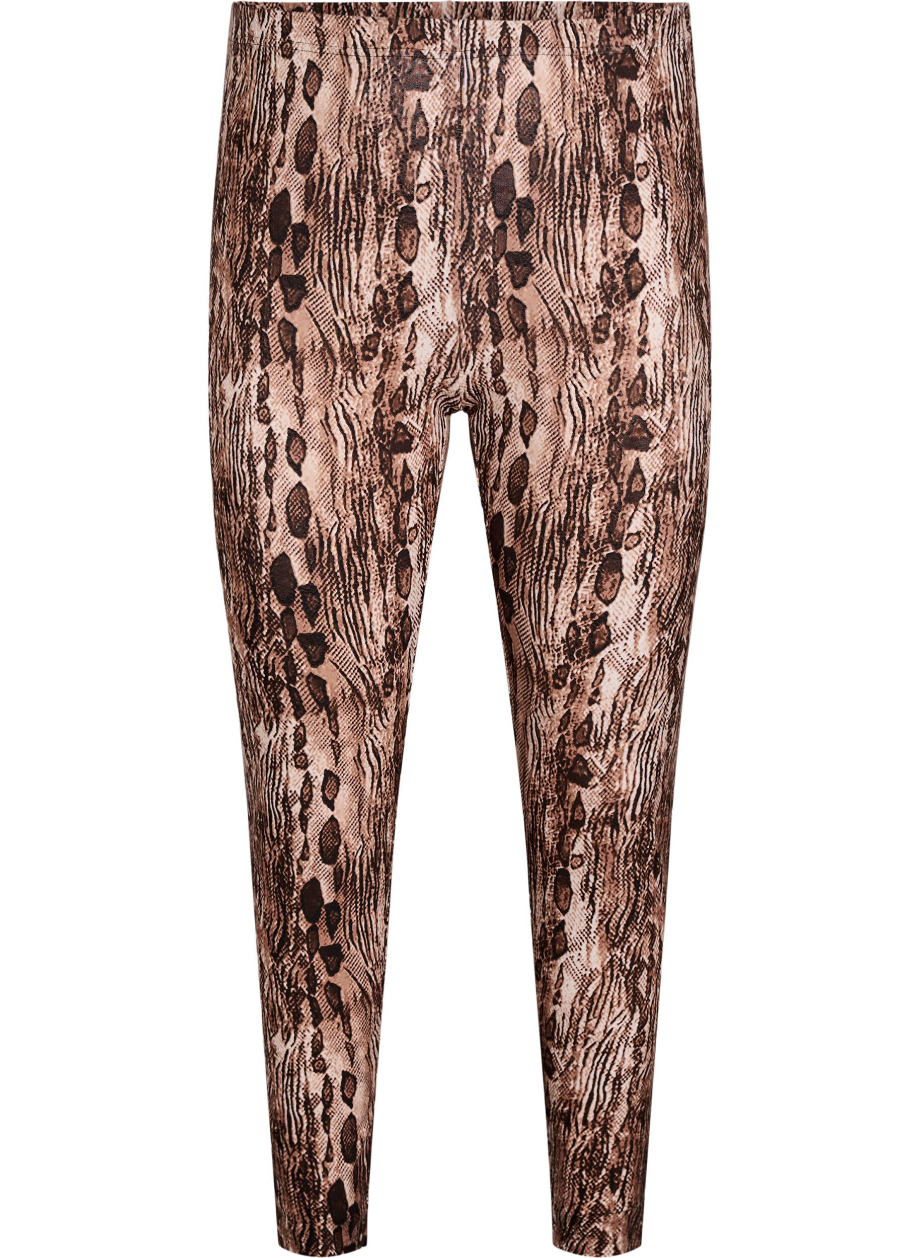 Zizzi Leggings en viscose imprim&eacute; z&egrave;bre, Marron, Packshot image number 0