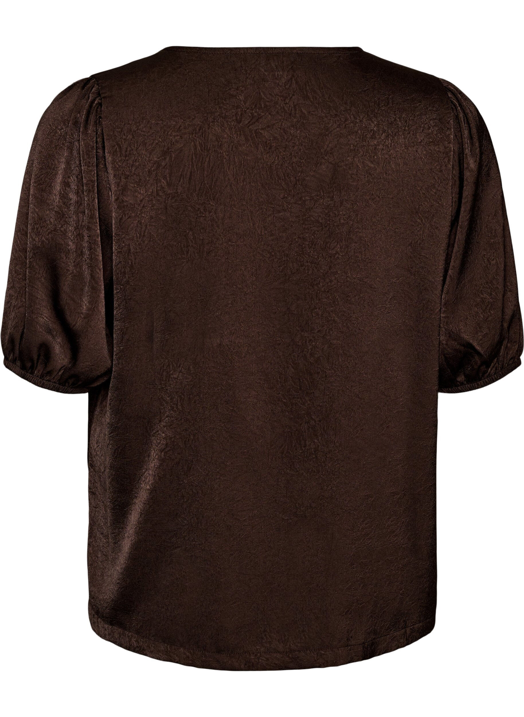 ZizziBlouse en satin avec n&oelig;uds et manches au coude, Marron, Packshot image number 1