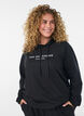 Sweat &agrave; capuche avec imprim&eacute;, Noir, Model image number 0