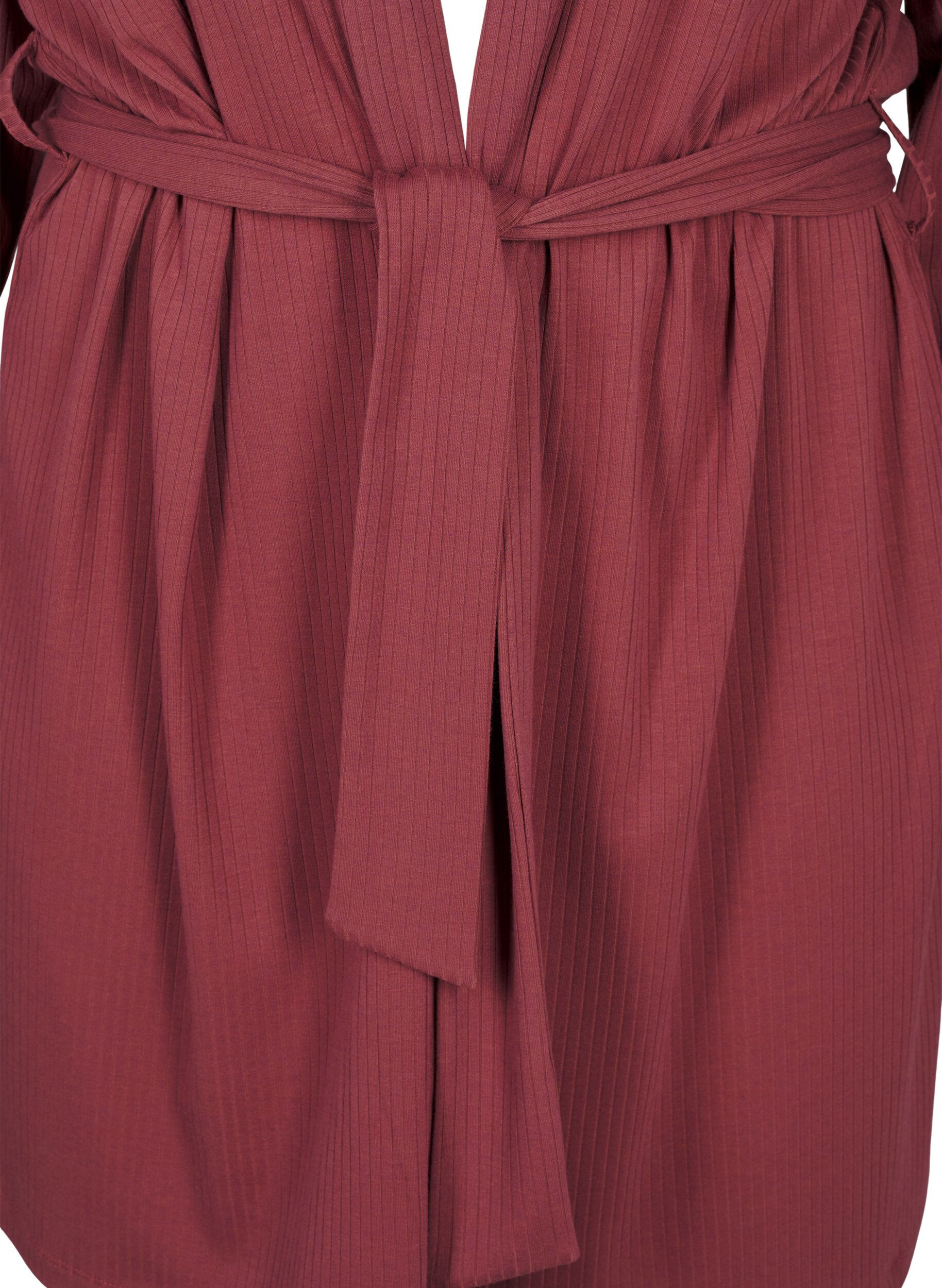 Zizzi Morgenmantel mit Bindeg&uuml;rtel, Rose Brown, Packshot image number 2