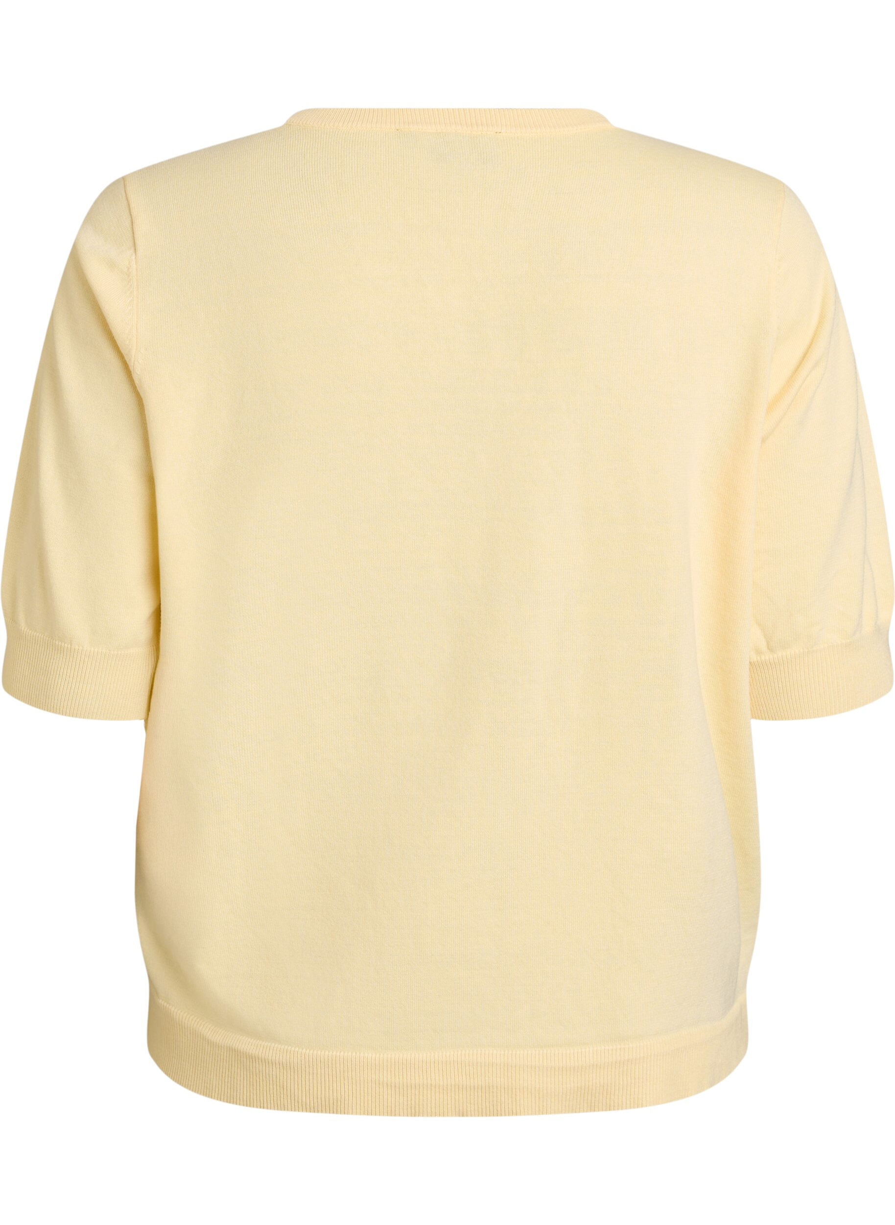 ZizziFein gestrickte Bluse mit kurzen &Auml;rmeln, Gelb, Packshot image number 1