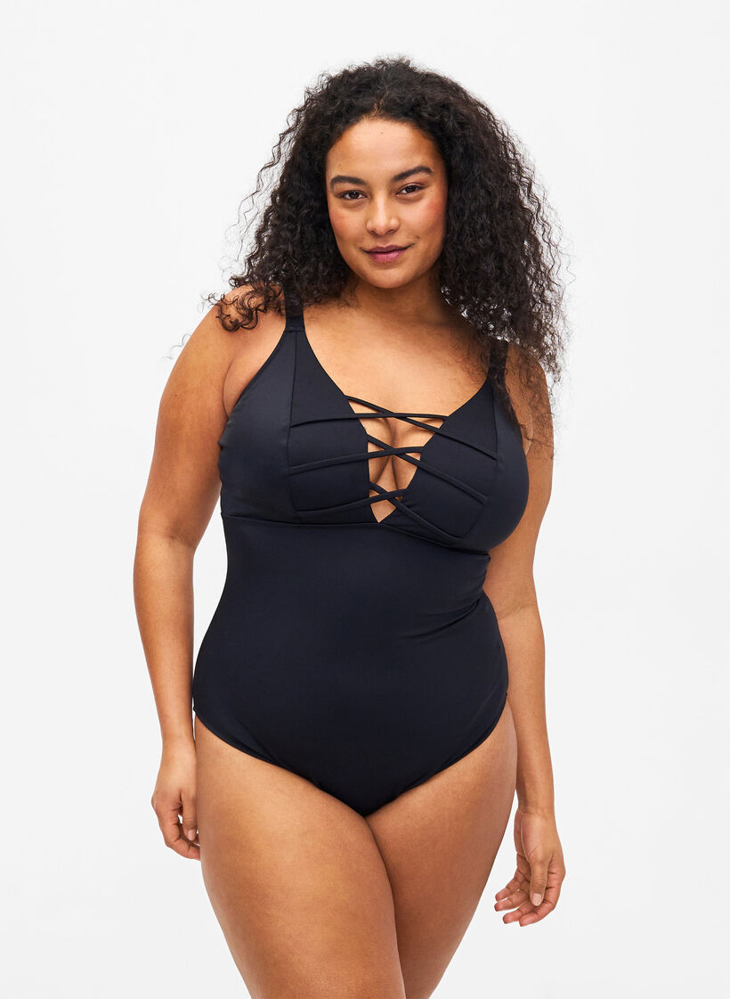 Maillot de bain avec cordon, Black, Model image number 0