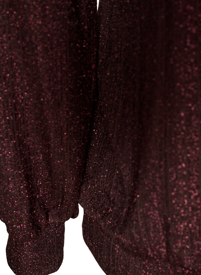 Blouse avec texture verticale et fils scintillants, Marron, Packshot image number 3