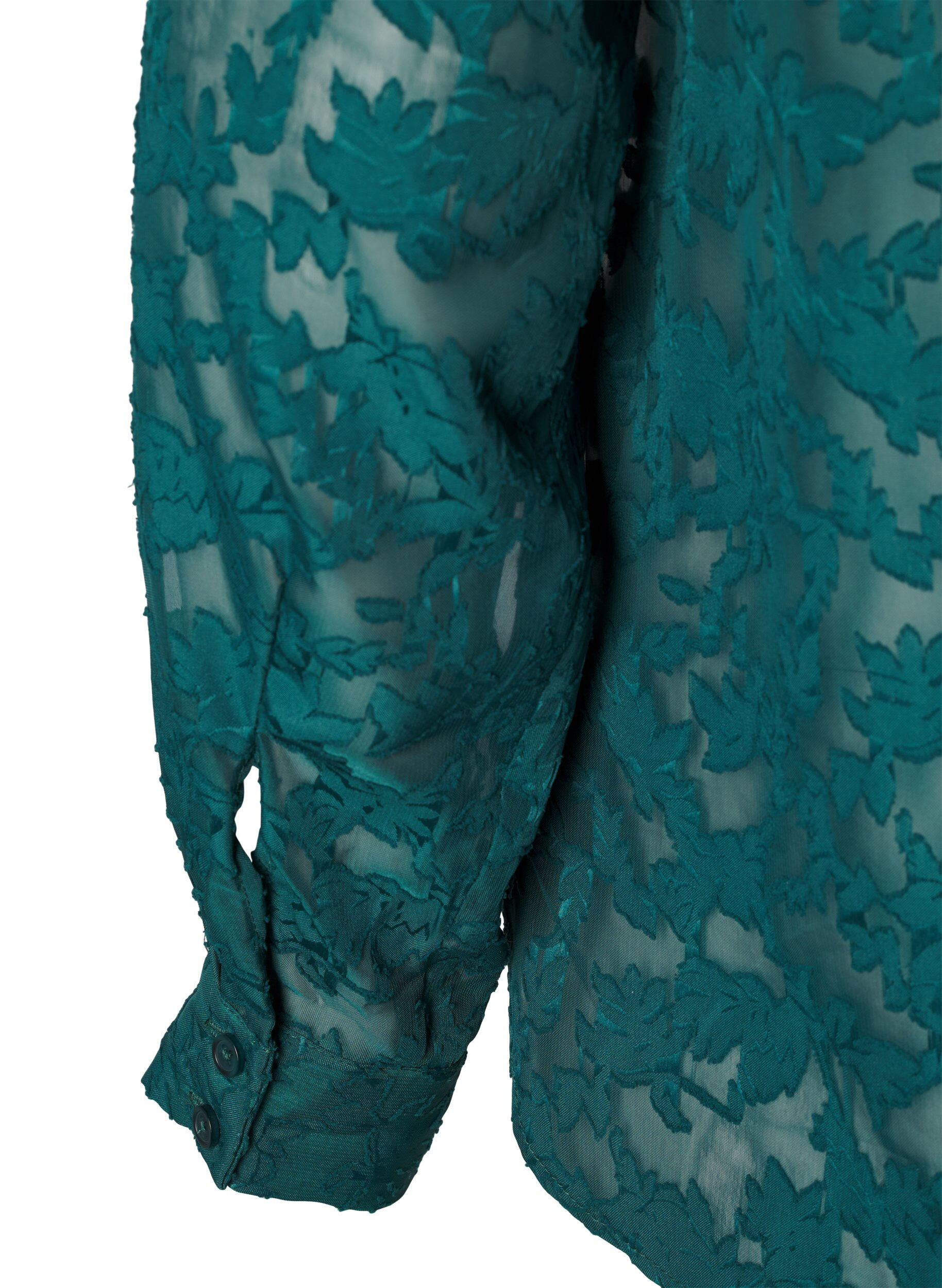 Zizzi Une chemise en maille jacquard avec boutons, Rain Forest, Packshot image number 4