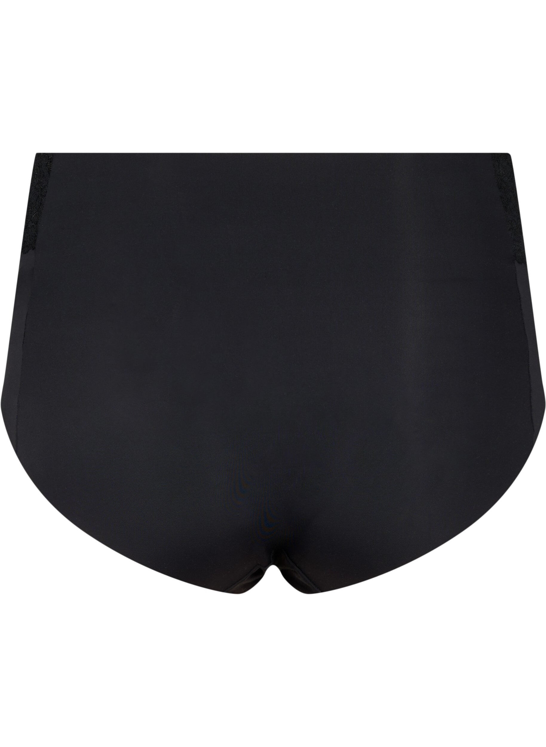 Zizzi 2-pack de culottes avec dentelle et taille r&eacute;guli&egrave;re, Black, Packshot image number 1