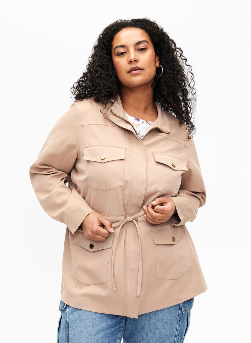 Veste militaire avec cordon à la taille, Lark, Model image number 0