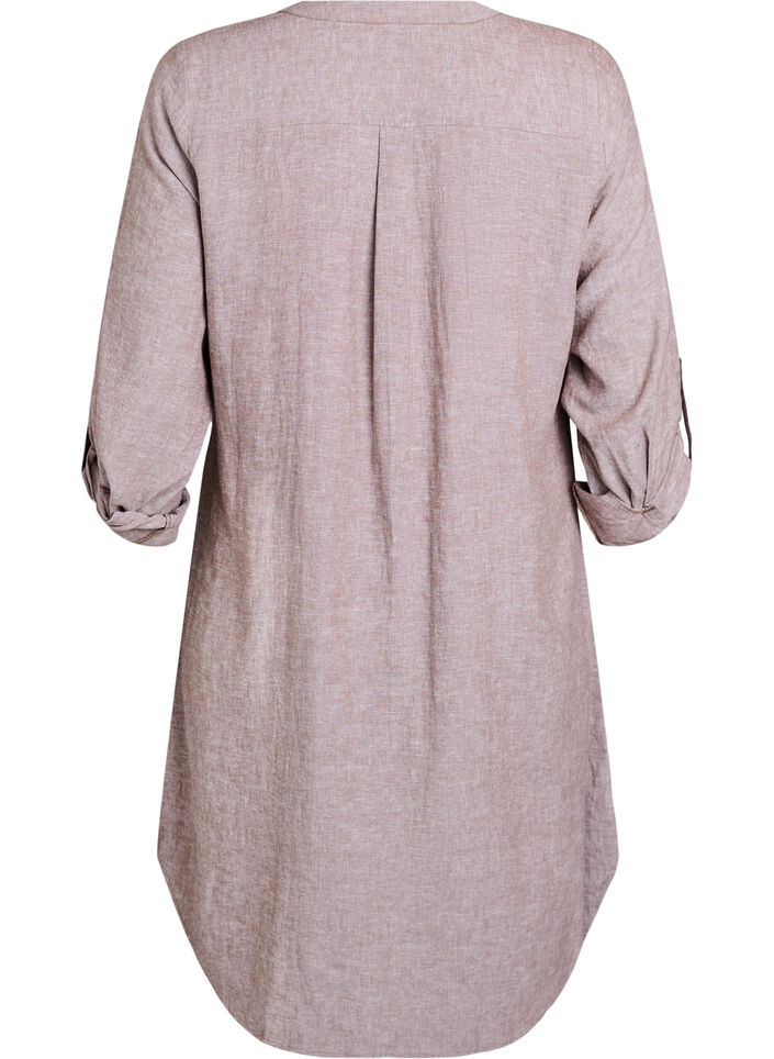 Lange Bluse aus Leinen und Viskose, Braun, Packshot image number 1