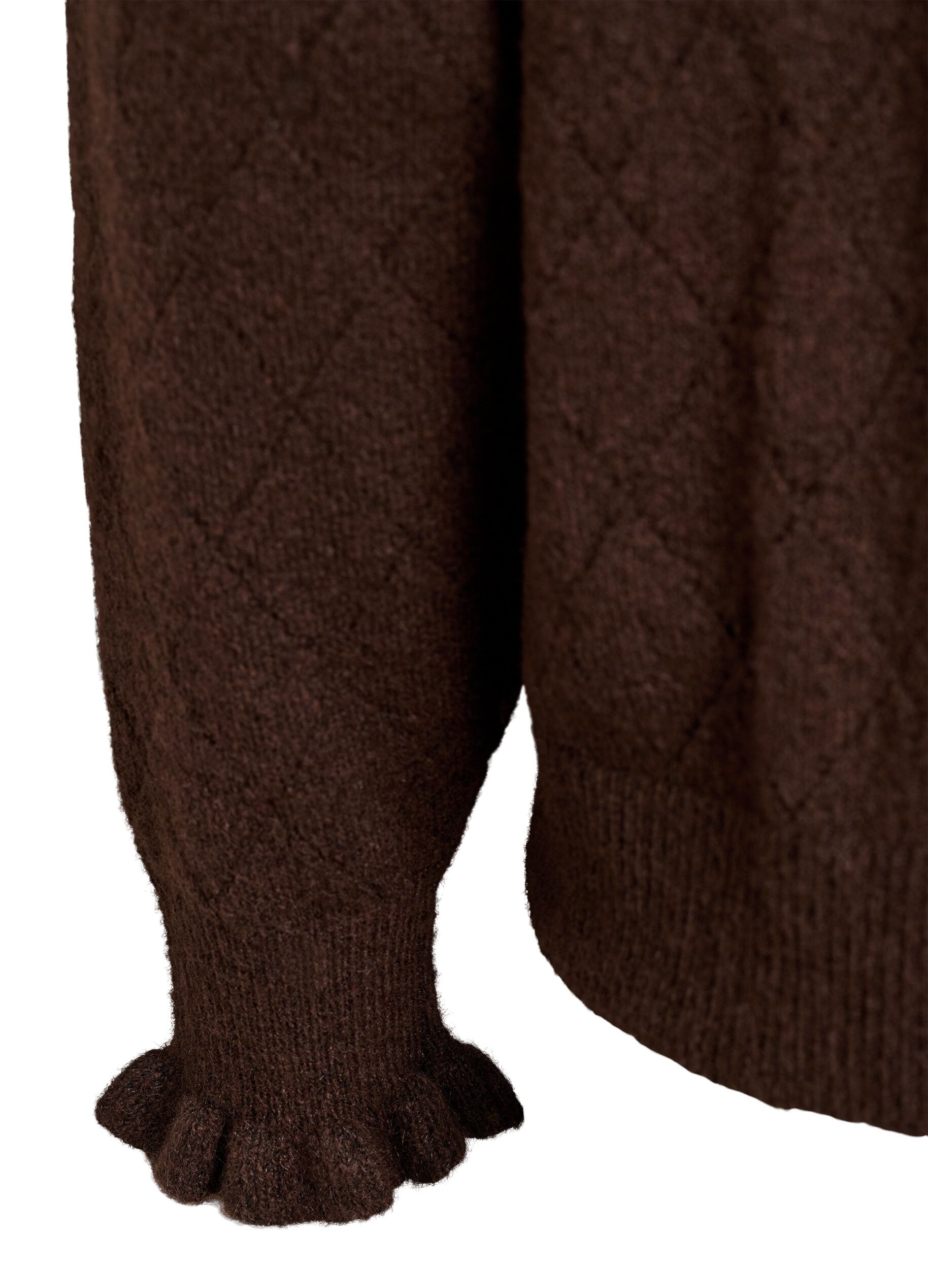 ZizziCardigan &agrave; motif arlequin et col en V, Marron, Packshot image number 3