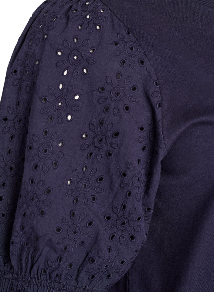 T-shirt avec des manches en broderie anglaise, Bleu, Packshot image number 3