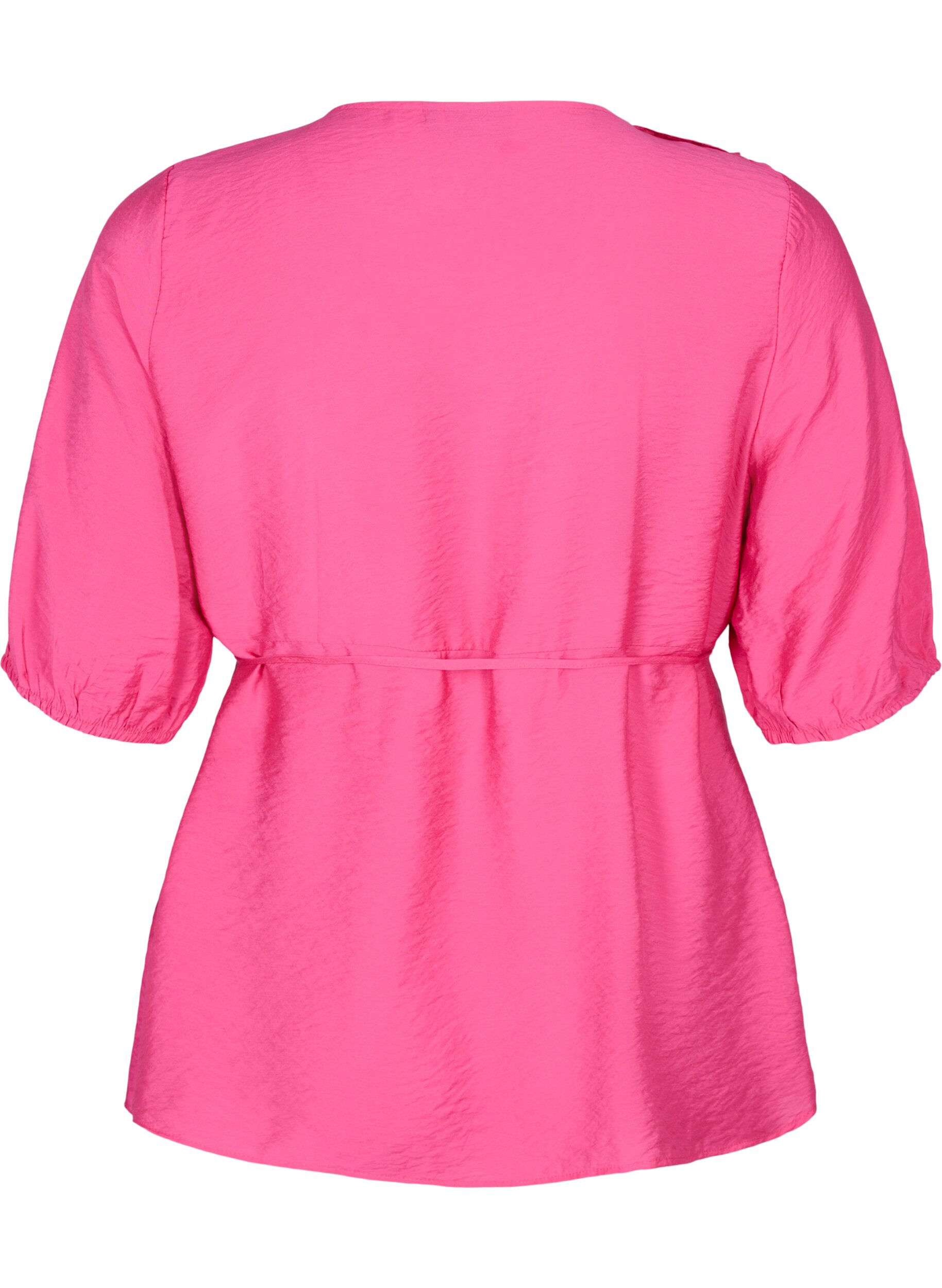 Zizzi Blouse cache-c&oelig;ur en viscose avec manches mi-longues, Beetroot Purple, Packshot image number 1