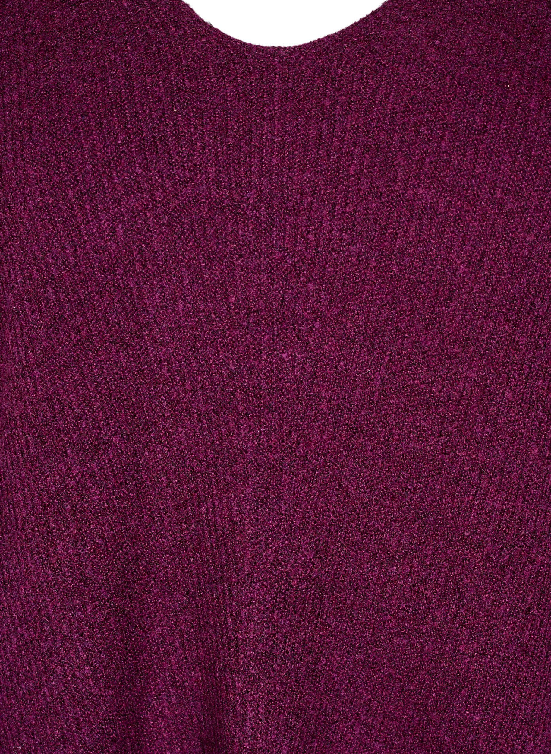 Zizzi Strickbluse mit V-Ausschnitt und langen &Auml;rmeln, Potent P. Black Mel., Packshot image number 2