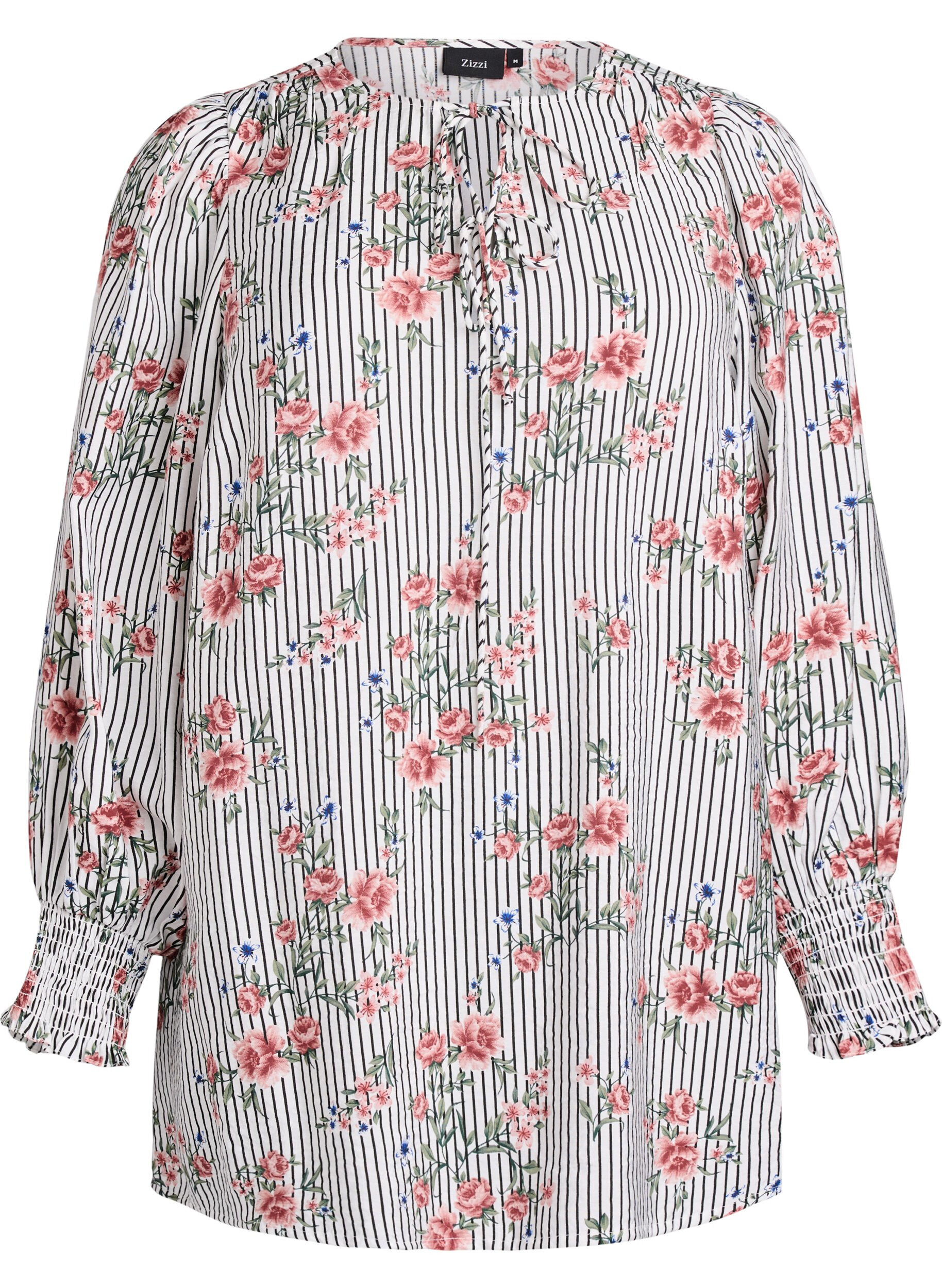 Bluse mit gebl&uuml;mtem Print und Bindedetail