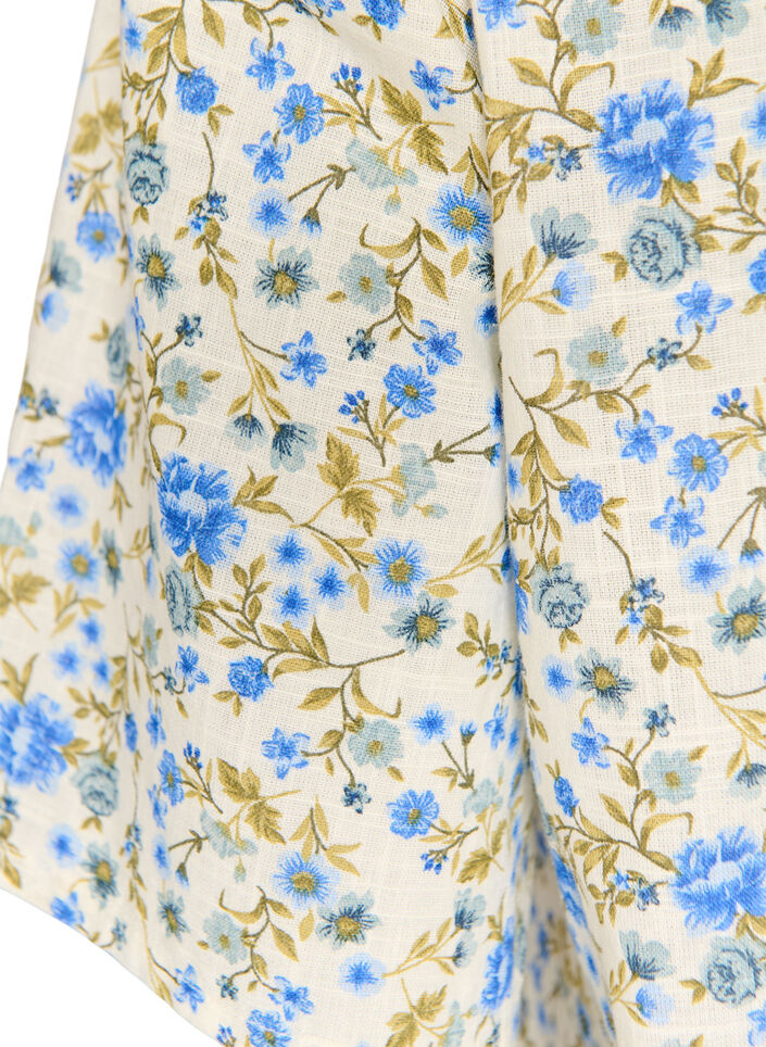 Kurz&auml;rmelige Bluse aus Baumwolle mit V-Ausschnitt, Blau, Packshot image number 3