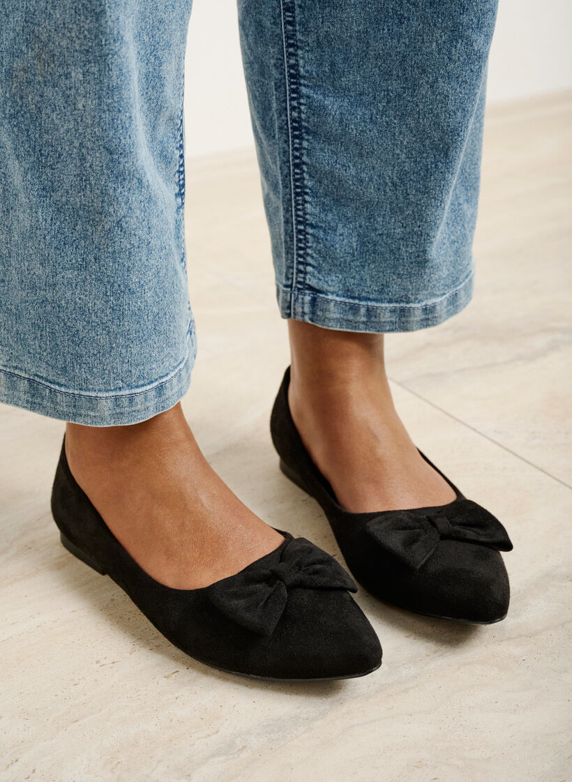 Ballerine large avec nœud, Noir, Image image number 0