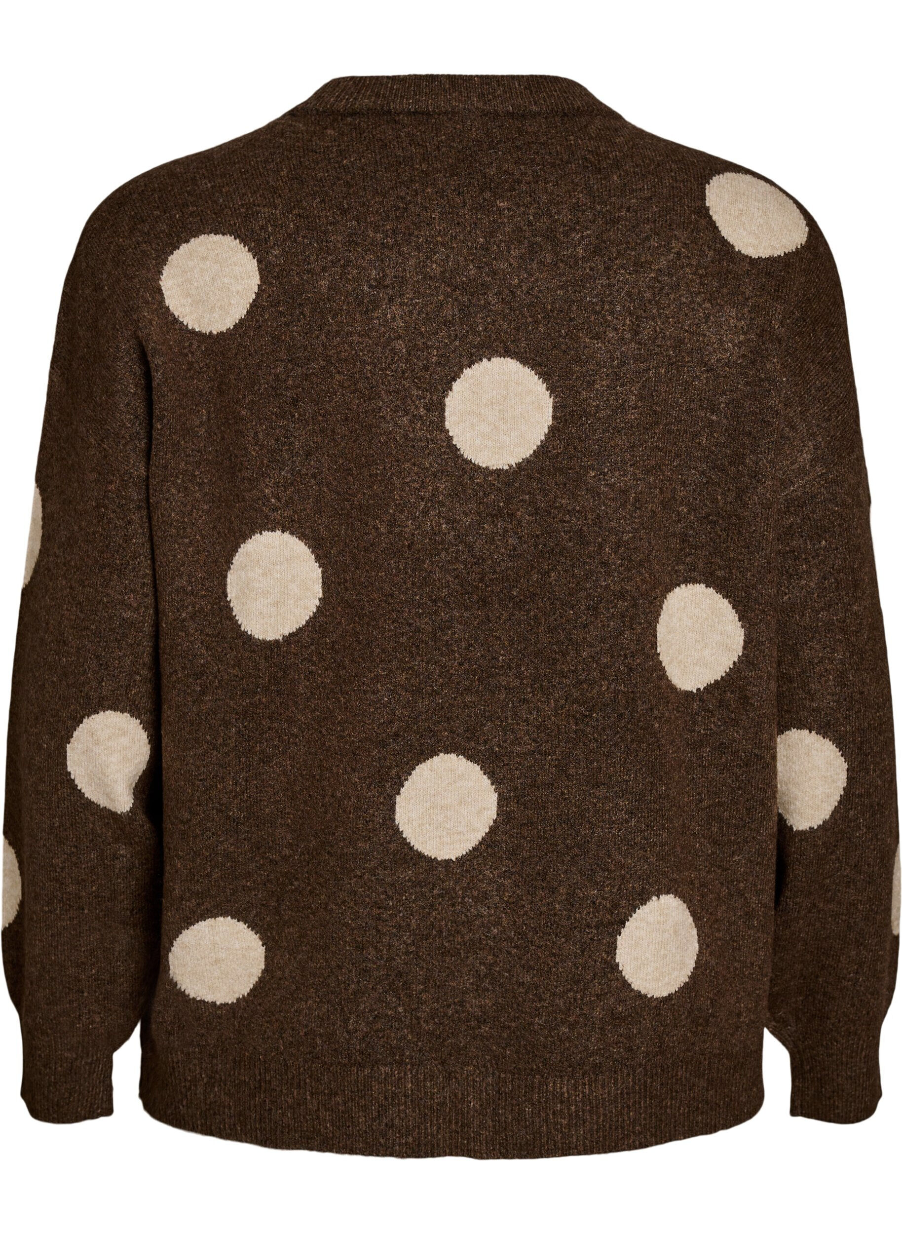 ZizziBlouse en maille &agrave; pois, Marron, Packshot image number 1