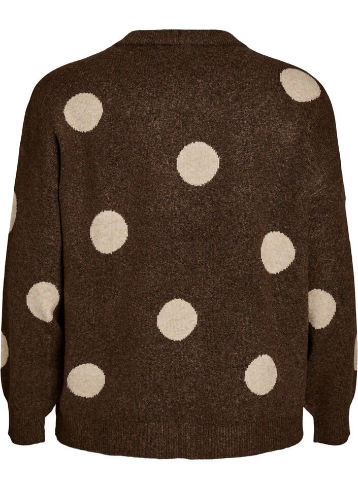 Blouse en maille &agrave; pois, Marron, Packshot image number 1