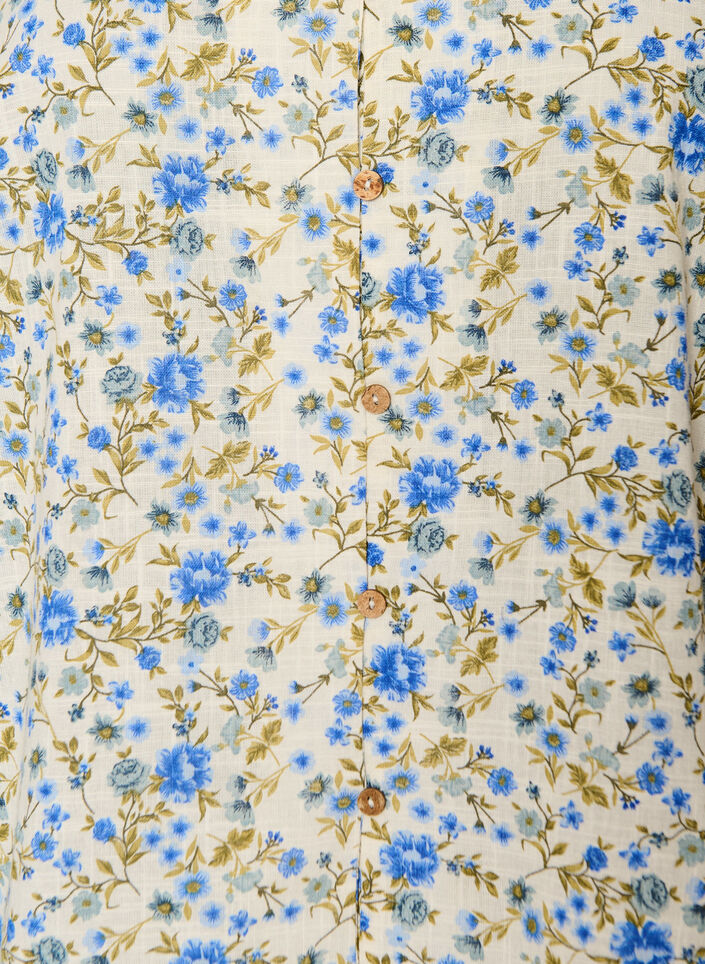 Kurz&auml;rmelige Bluse aus Baumwolle mit V-Ausschnitt, Blau, Packshot image number 2