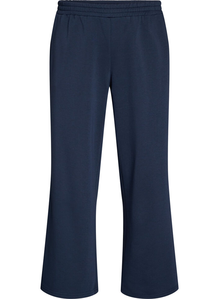 Pantalon de jogging taille haute avec coupe ample, Bleu, Packshot image number 0