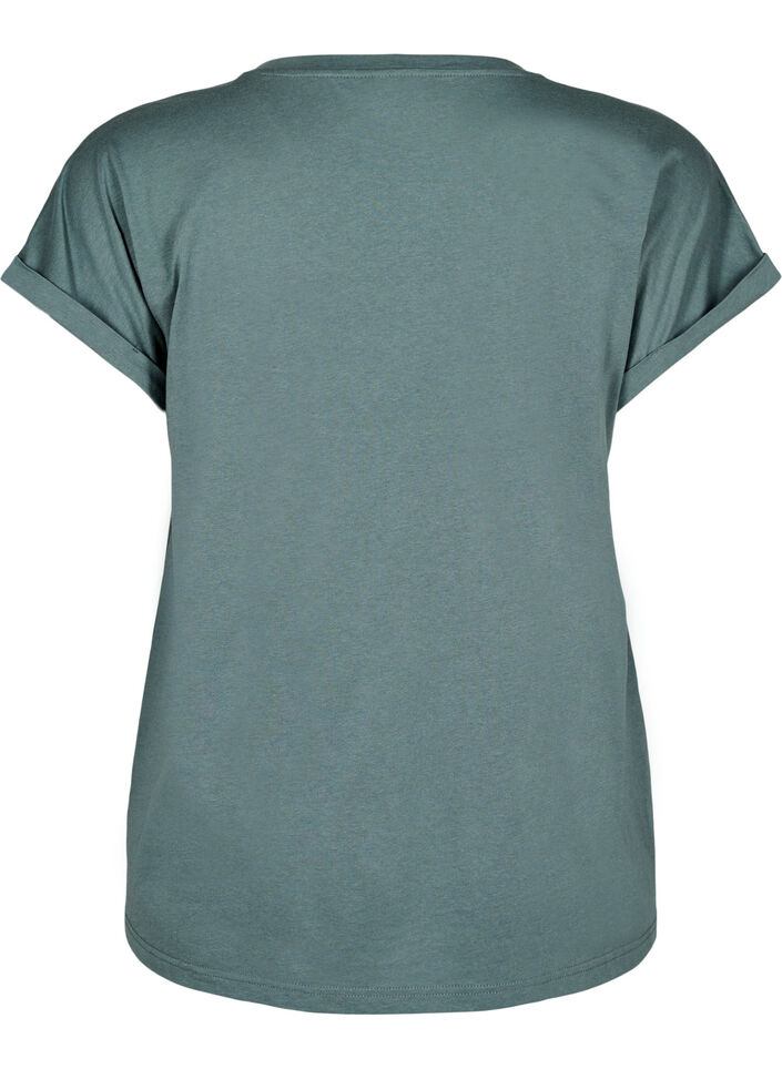 T-shirt &agrave; manches courtes en m&eacute;lange de coton, Vert, Packshot image number 1