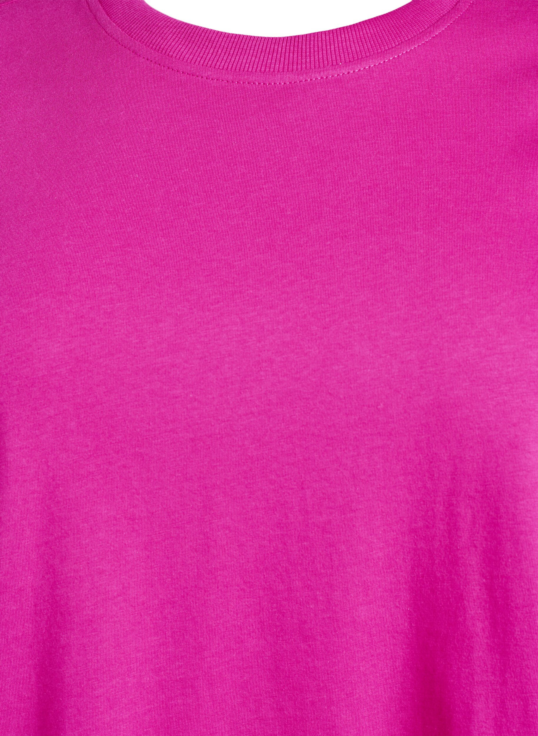 Zizzi Basic T-Shirt aus Baumwolle mit Rundhalsausschnitt, Pink, Packshot image number 2