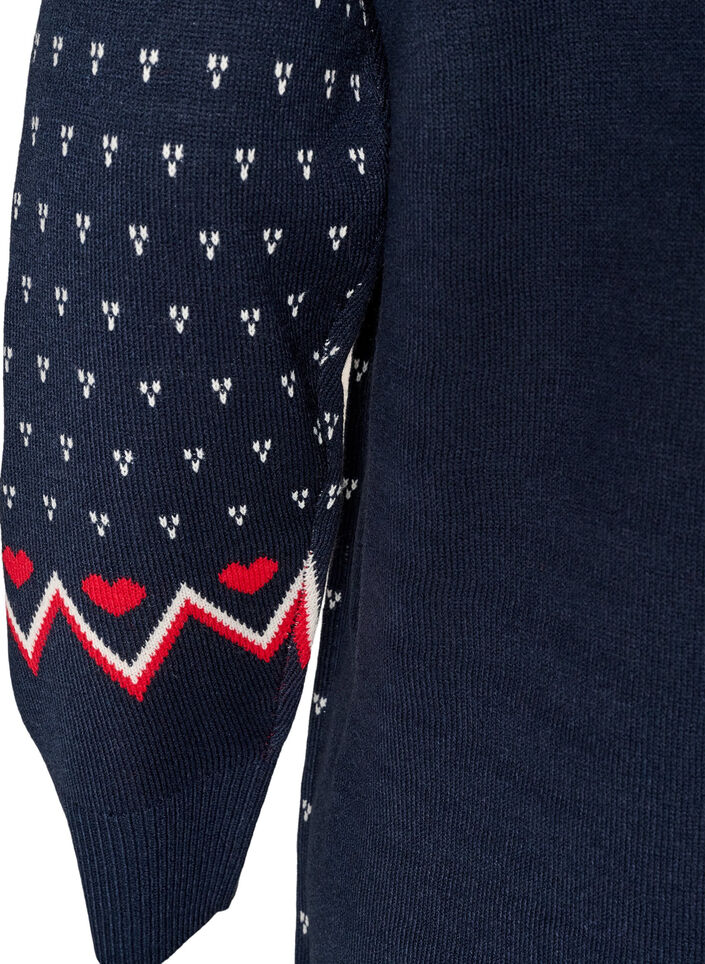 Robe courte en maille avec motif de No&euml;l, Bleu, Packshot image number 3