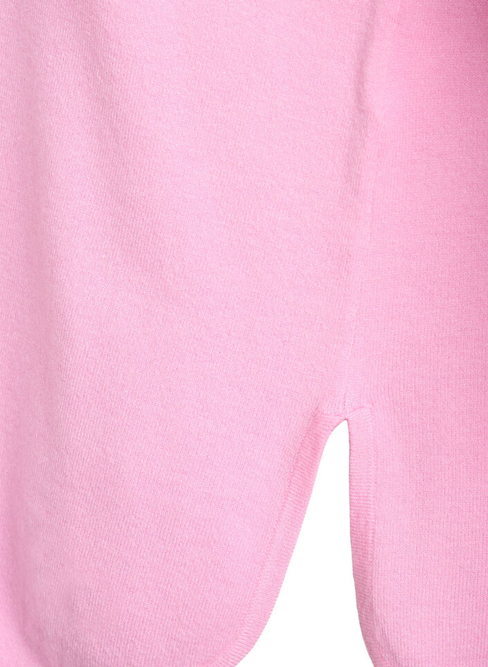 Blouse en maille &agrave; col rond et motif tricot&eacute;, Rose, Packshot image number 3
