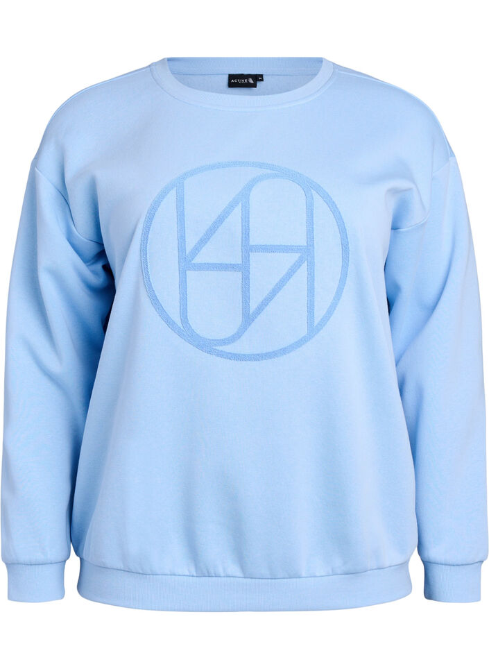 Sweatshirt avec logo en tissu éponge, Bleu Clair, Packshot image number 0