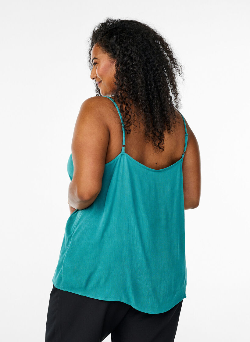 Top &agrave; bretelles en viscose, Bleu, Model image number 2