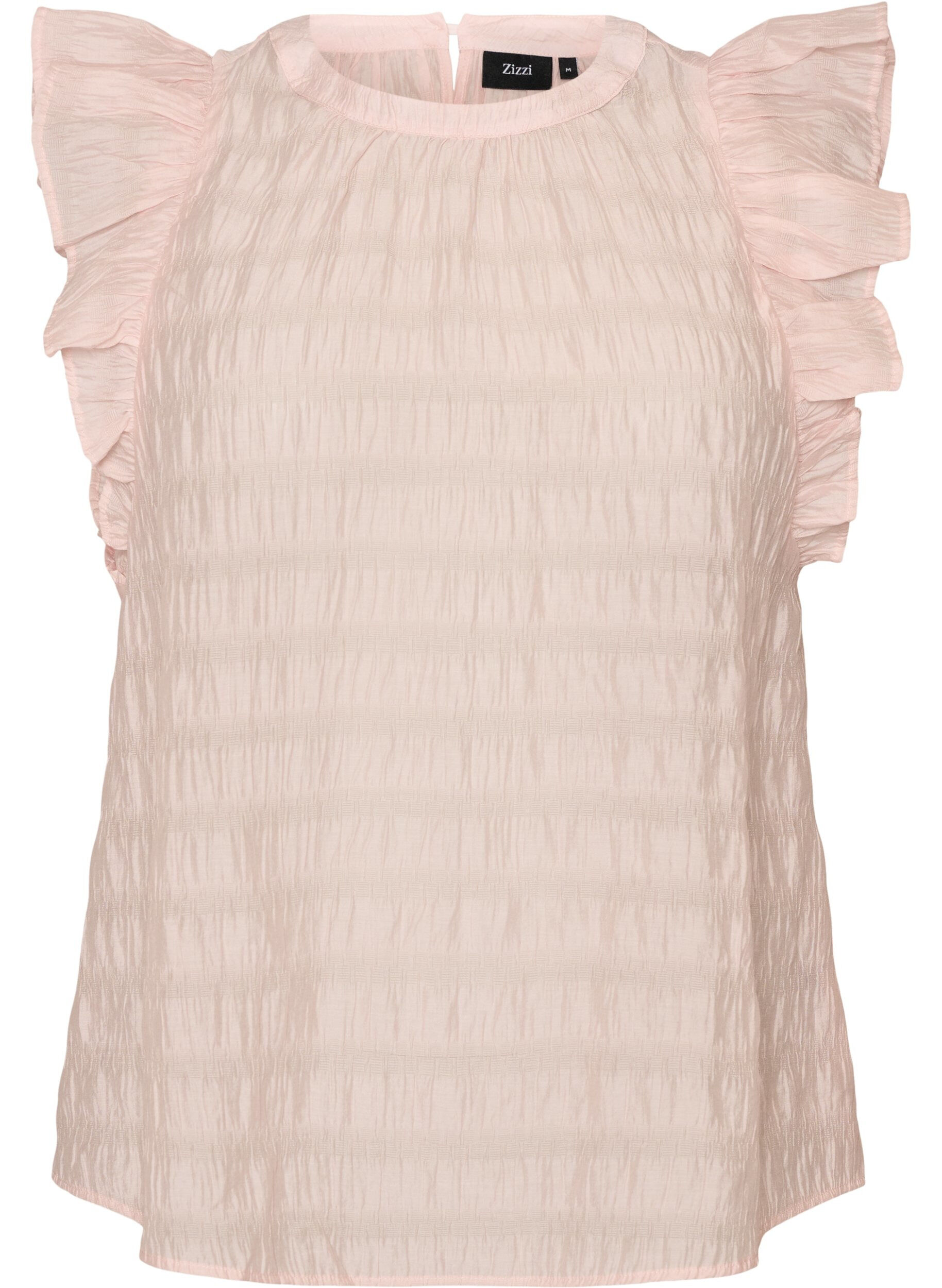 Zizzi&Auml;rmellose Bluse mit Struktur und R&uuml;schen, Rot, Packshot image number 0