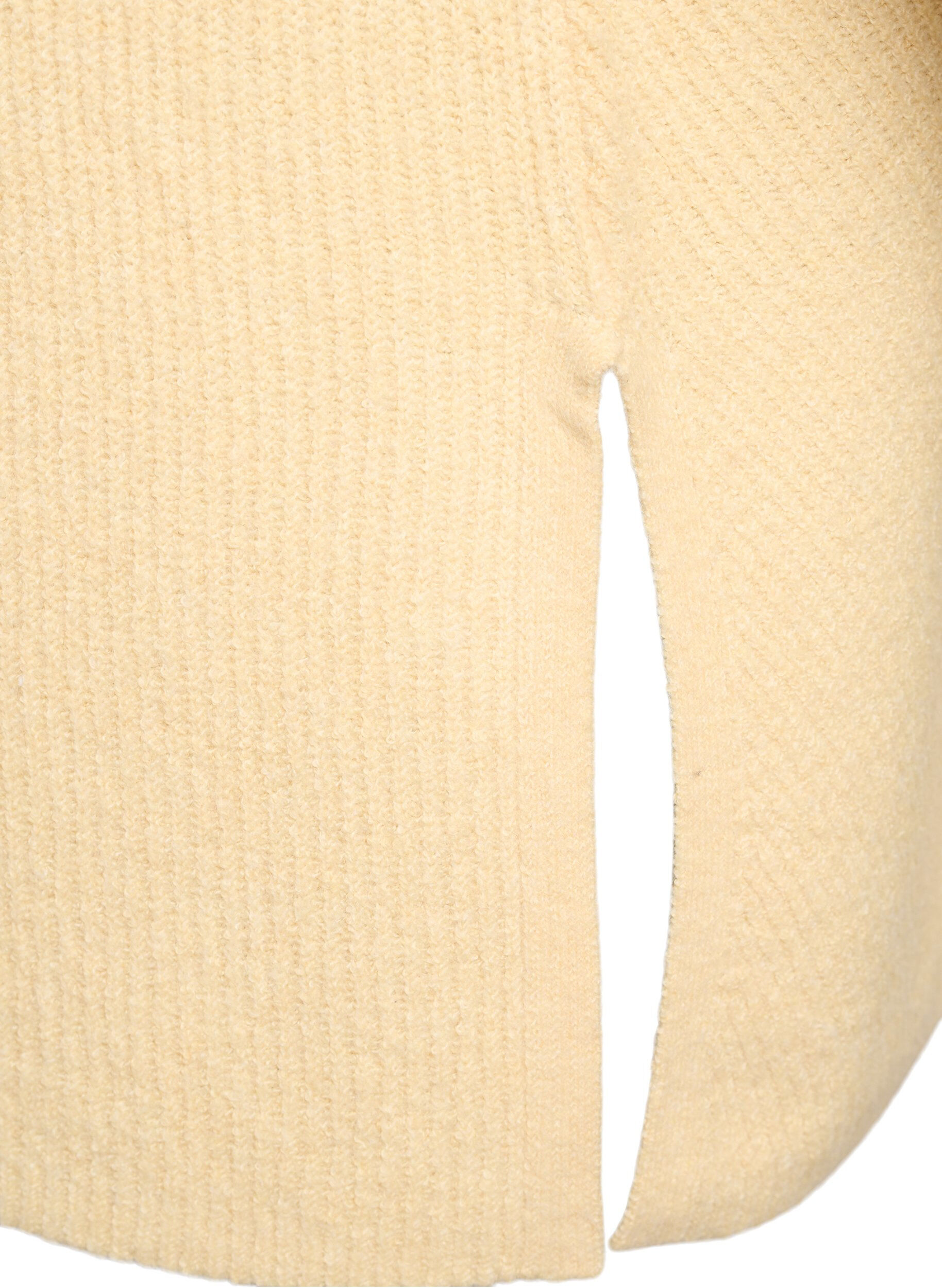 Zizzi Strickpullover mit diagonalem Muster und Raglan&auml;rmeln, Gelb, Packshot image number 3