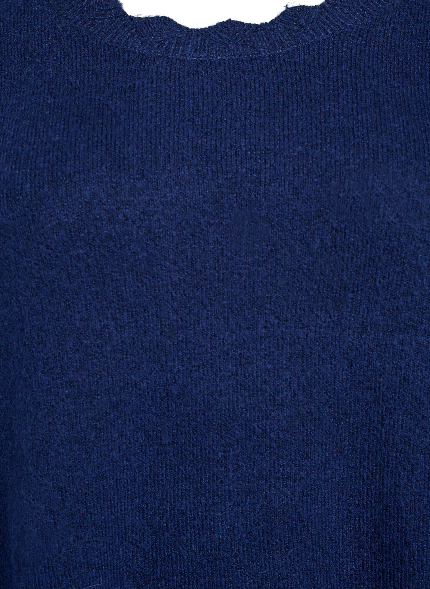 ZizziRobe courte en maille avec ourlet ondul&eacute; et fentes, Bleu, Packshot image number 2
