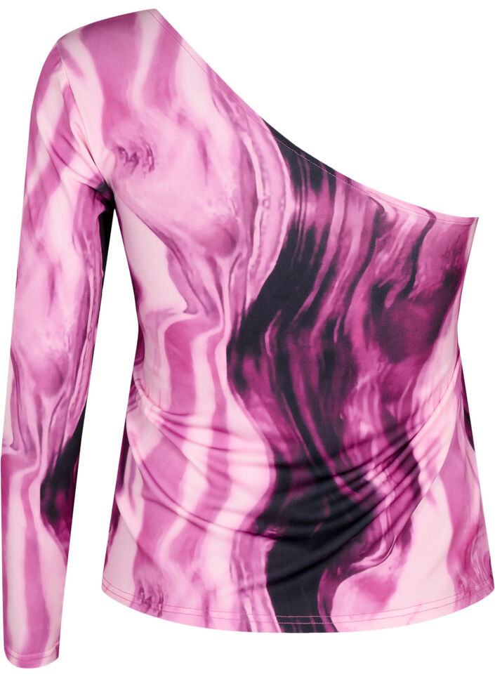 Blouse à une épaule imprimée, Raspberry Rose AOP, Packshot image number 1