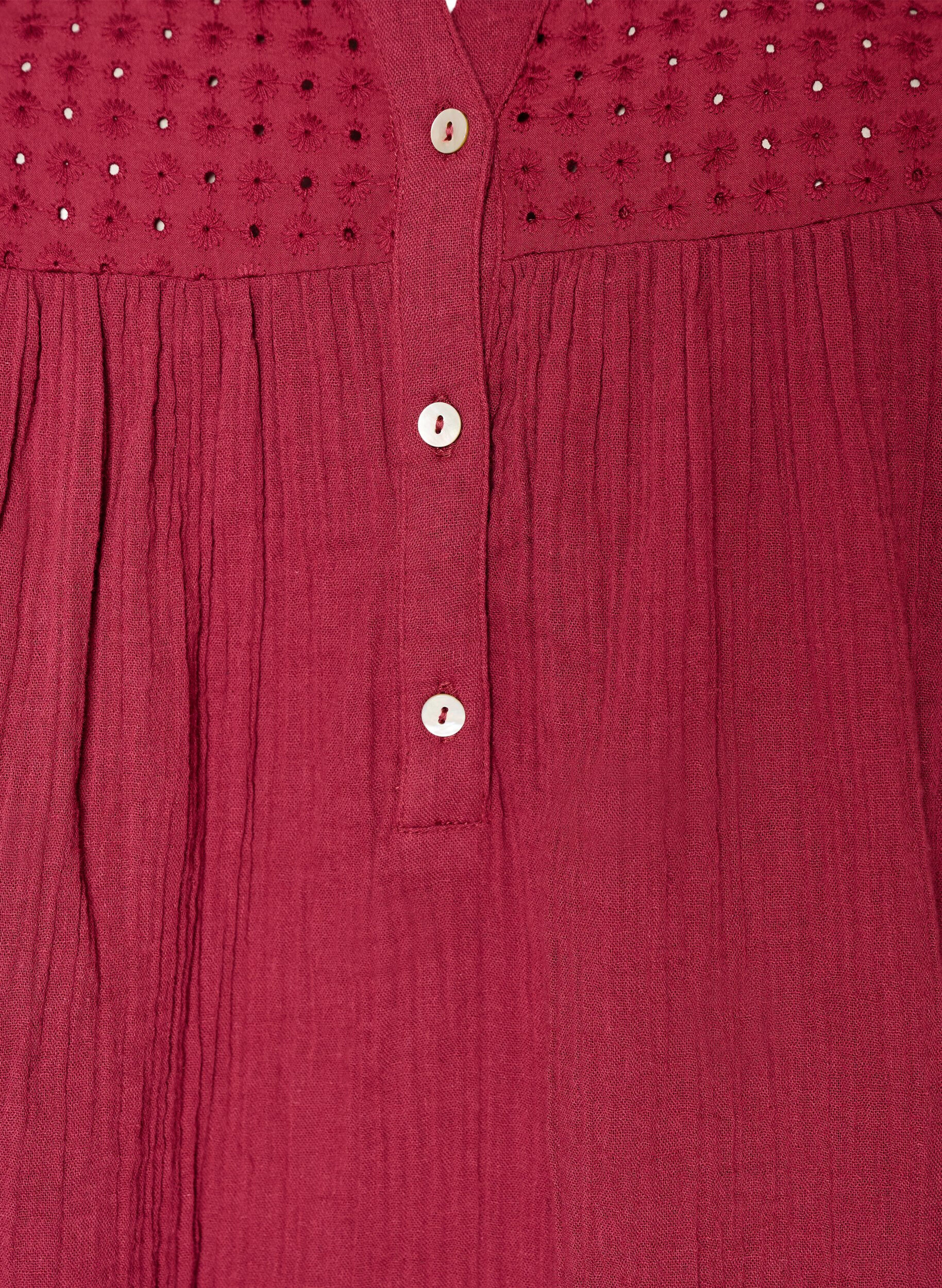 ZizziTunique en mousseline de coton avec broderie anglaise, Rouge, Packshot image number 2