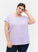 Kurz&auml;rmeliges T-Shirt aus einer Baumwollmischung, Lila, Model image number 0