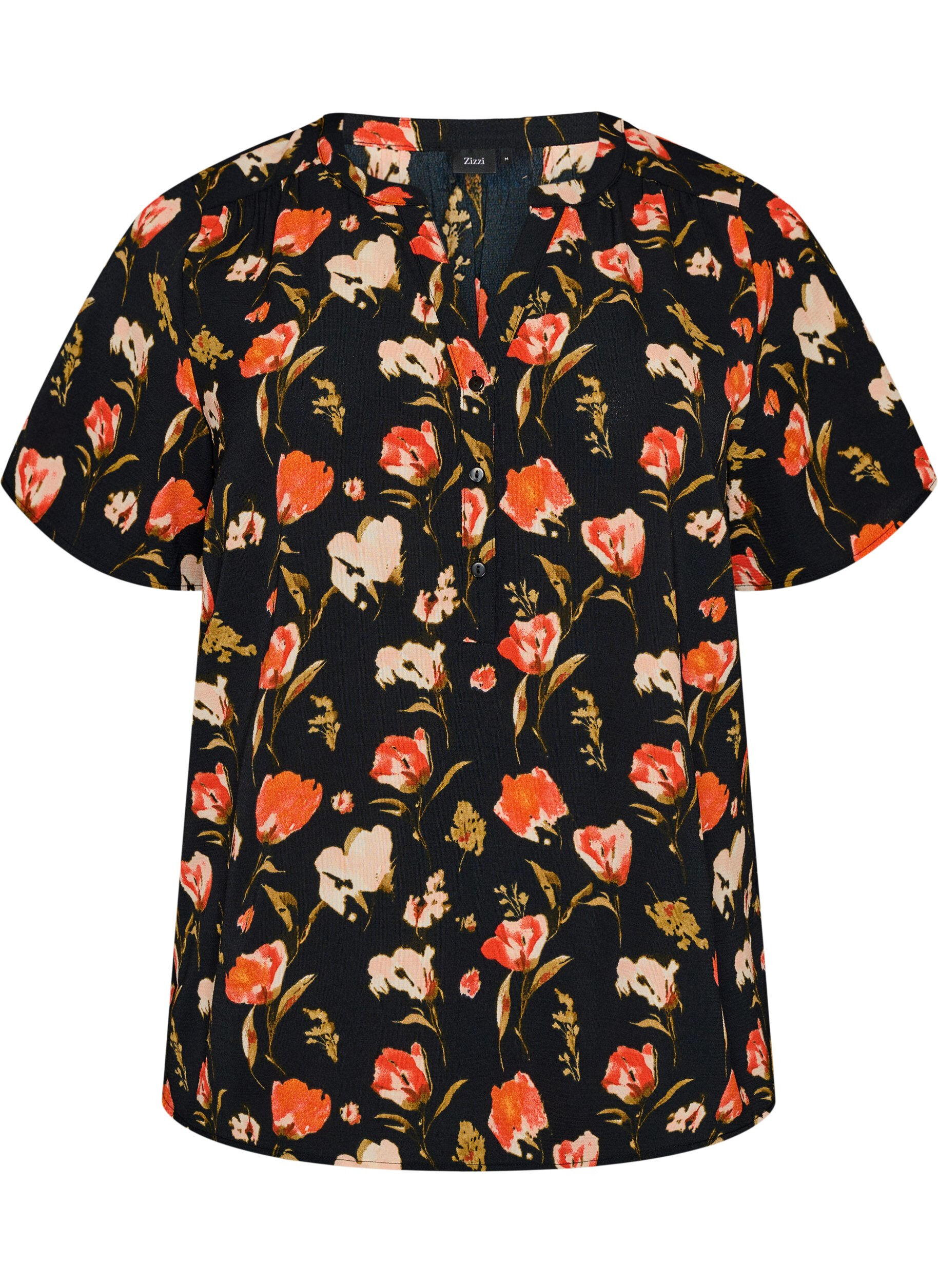 Blouse &agrave; manches courtes et encolure en V