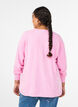 Blouse en maille &agrave; col rond et motif tricot&eacute;, Rose, Model image number 2