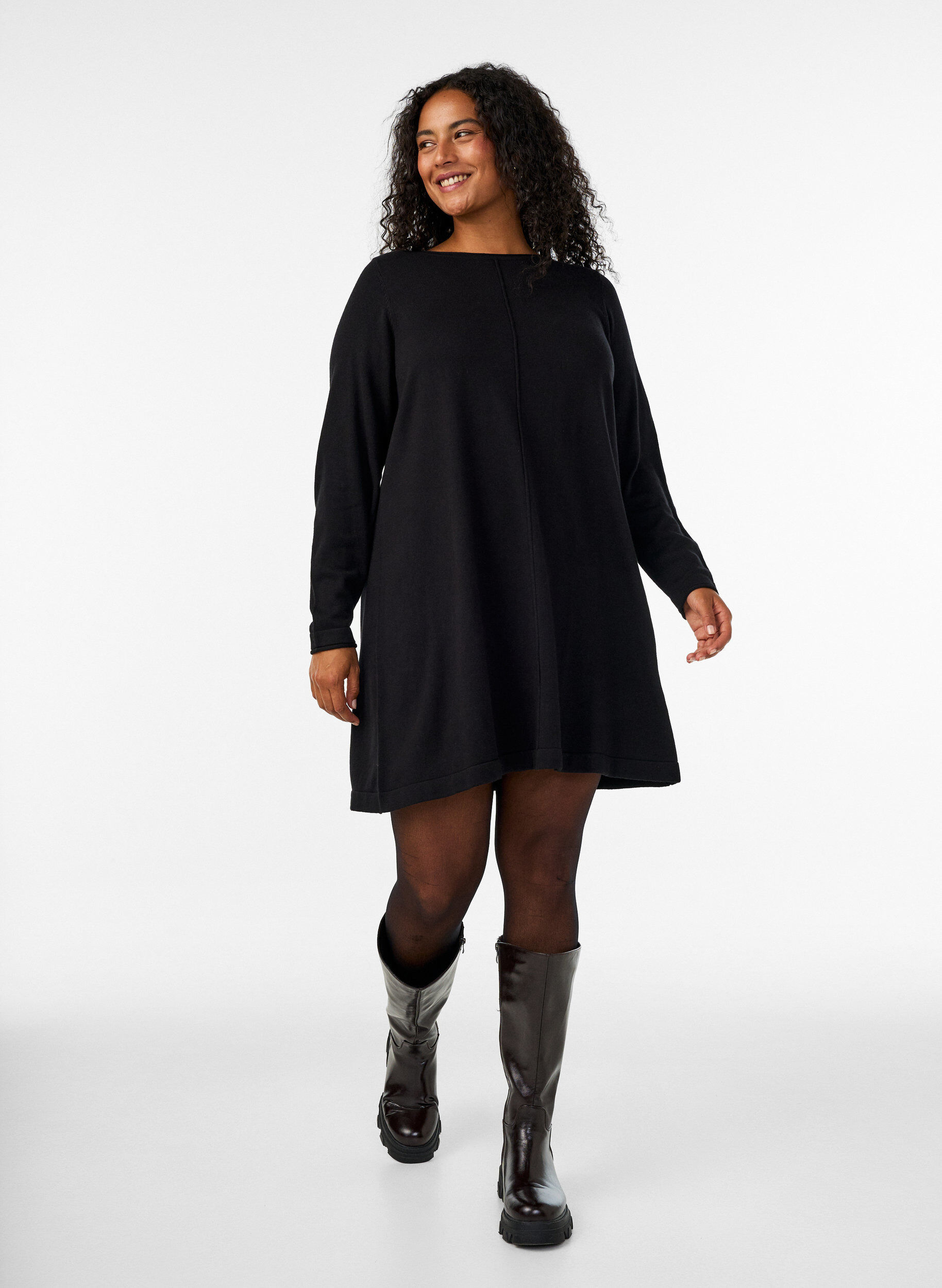 ZizziRobes tricot&eacute;es en m&eacute;lange coton-viscose, Noir, Model image number 1