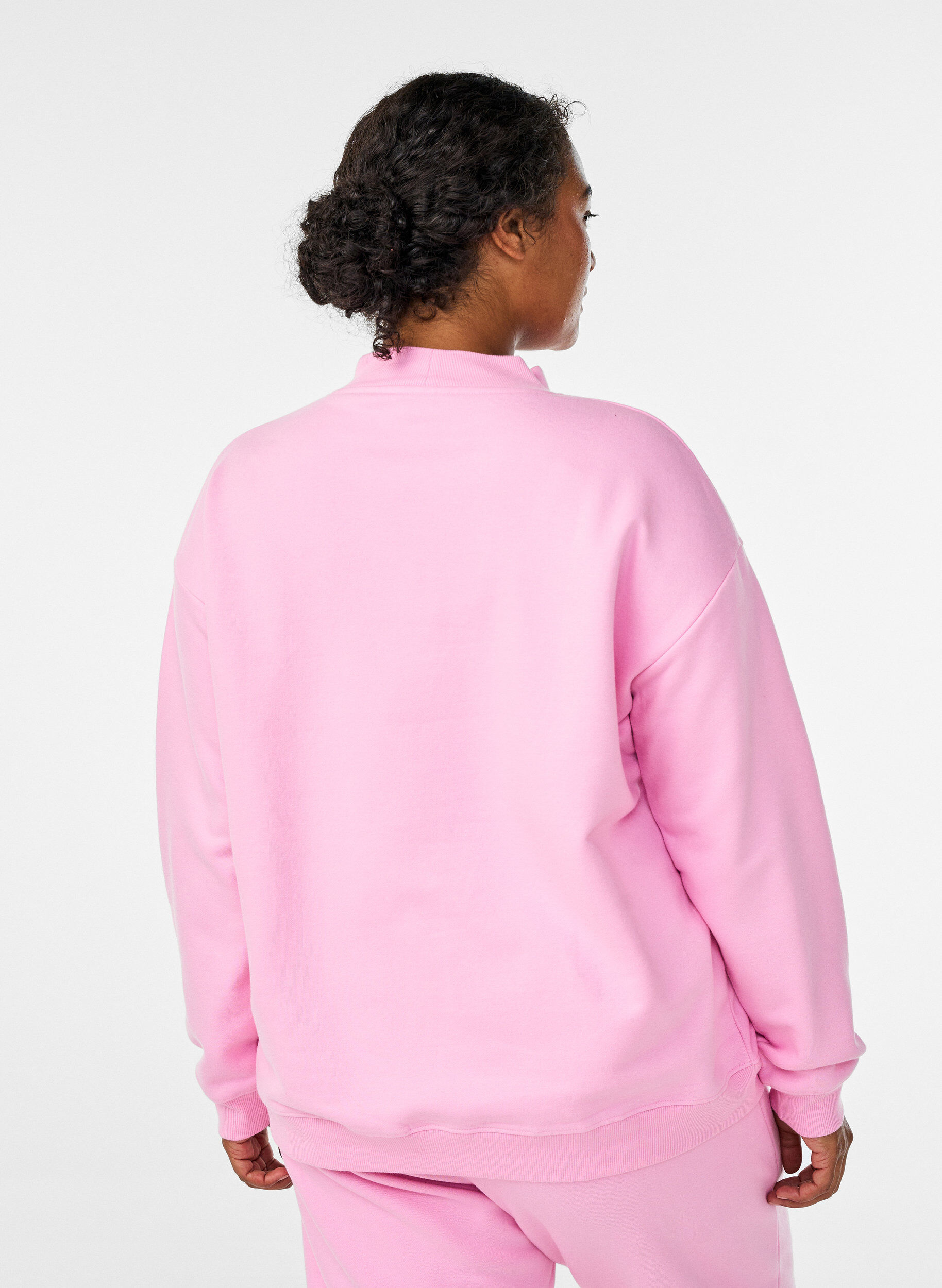 Zizzi Sweatshirt &agrave; col montant et manches longues, Rose, Model image number 2