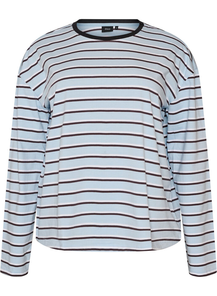 Basic T-Shirt mit langen &Auml;rmeln, Blau, Packshot