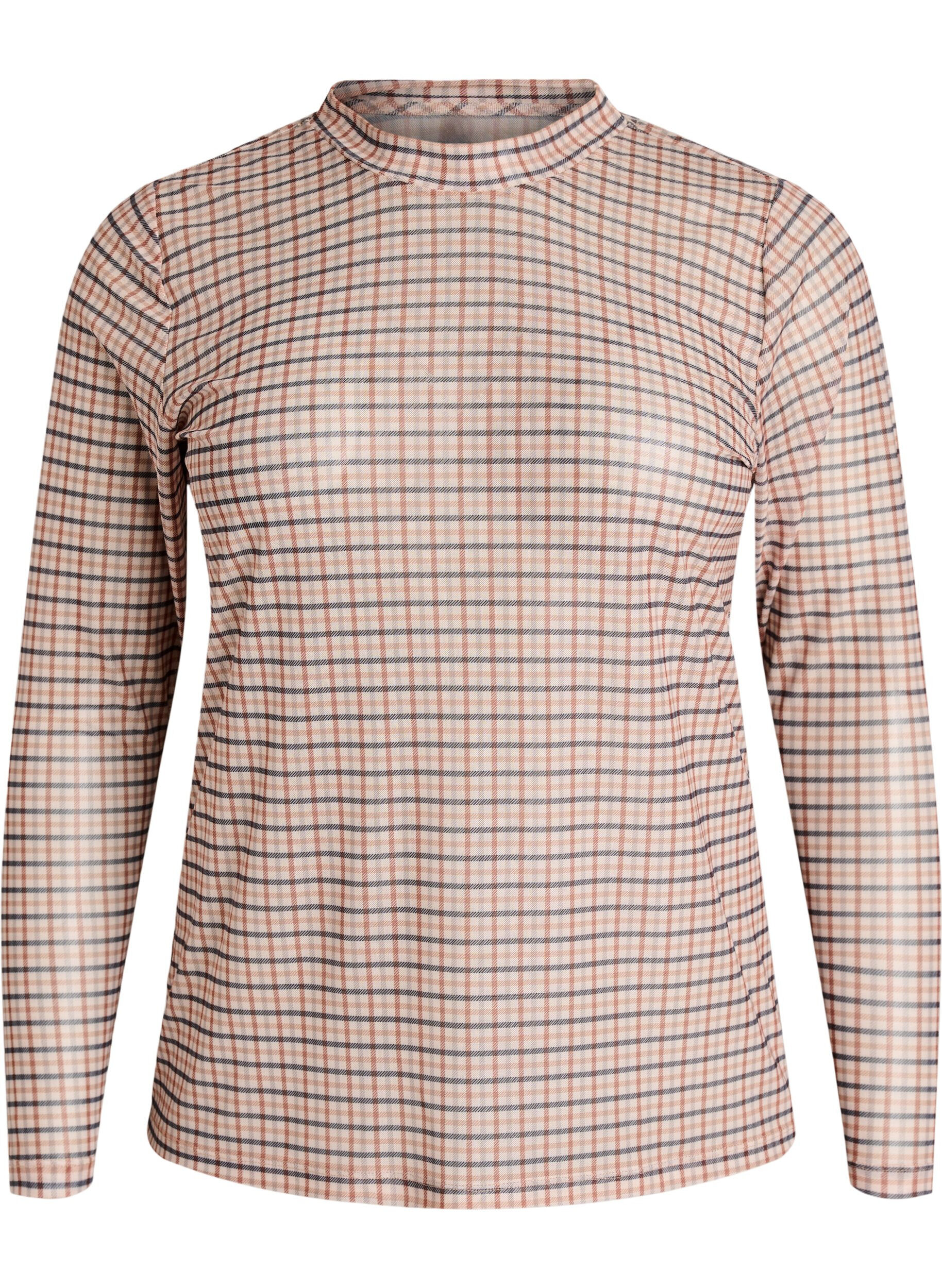 Blouse en maille &agrave; carreaux