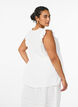 Blouse sans manches en mousseline de coton avec volants, Blanc, Model image number 2