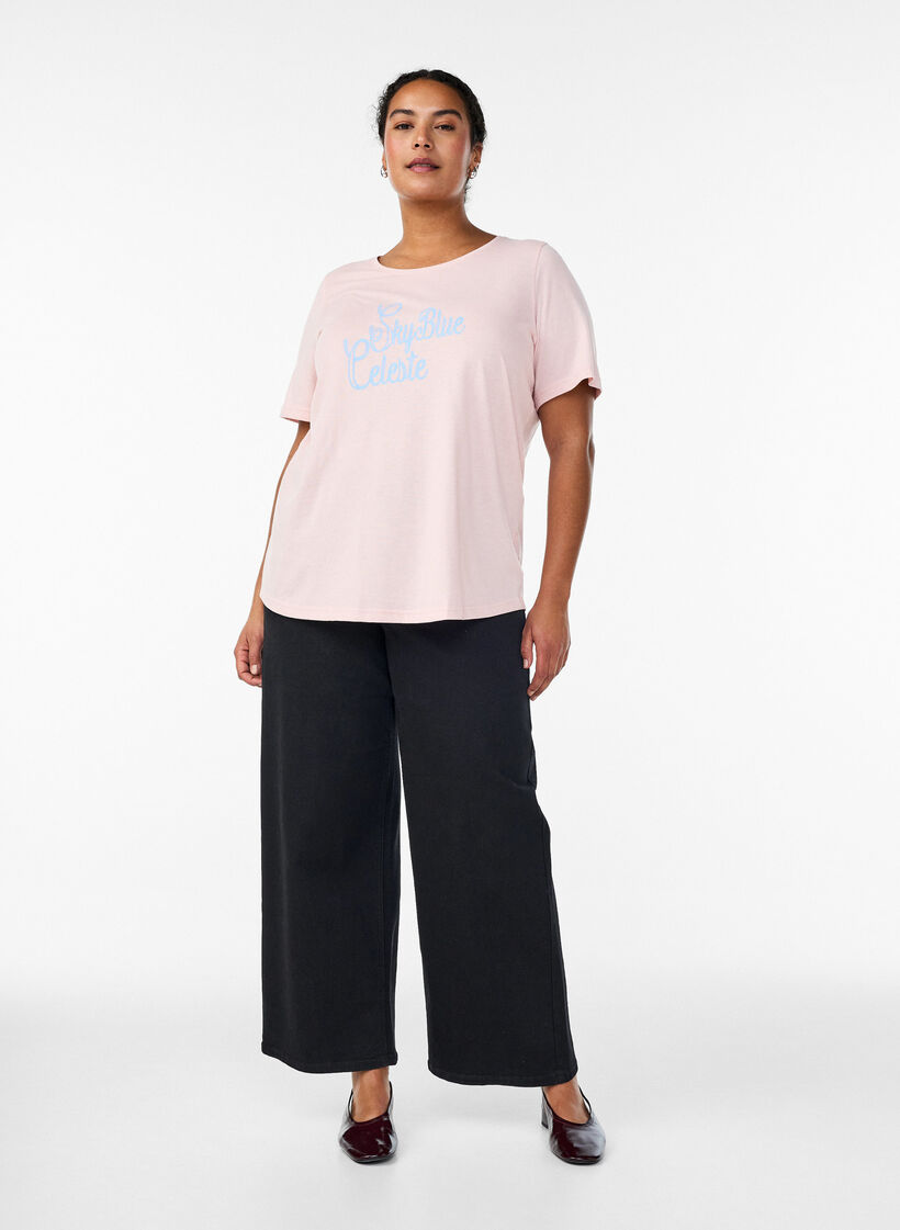 T-shirt imprim&eacute;, Rose poudr&eacute;e, Model image number 1