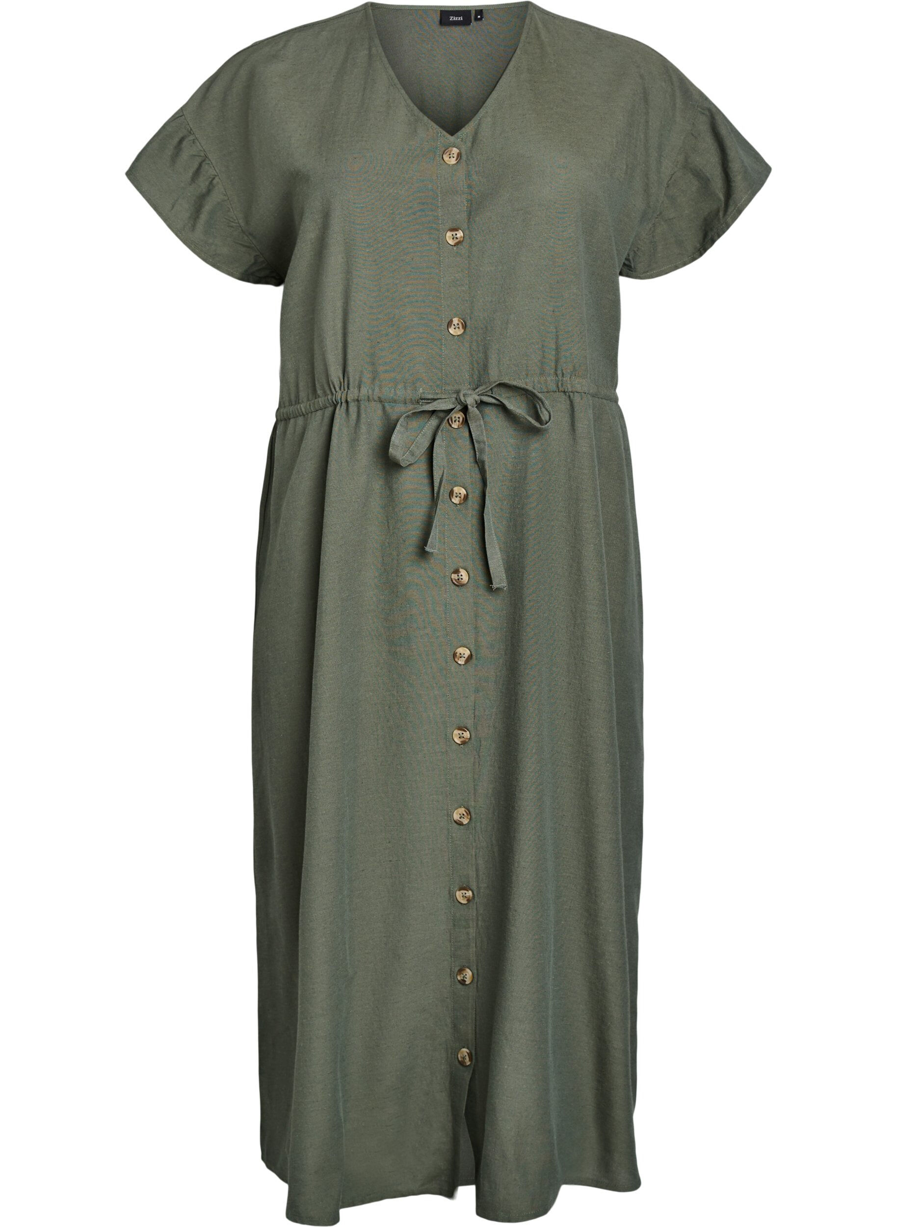 Maxi-Kleid mit Kn&ouml;pfen und Bindeg&uuml;rtel